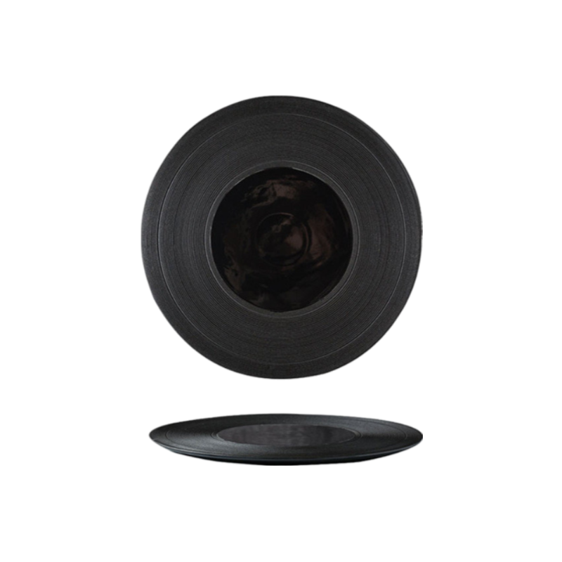 Small Flat Black Serving Plate