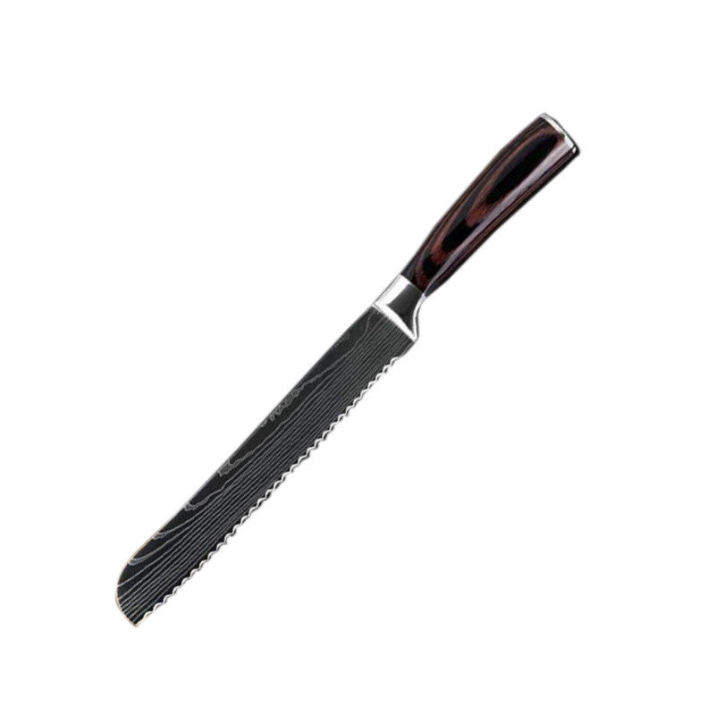 Wavy Damascus Style Serrated Knife
