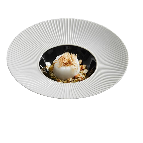 B&W Porcelain Straw Hat Dish