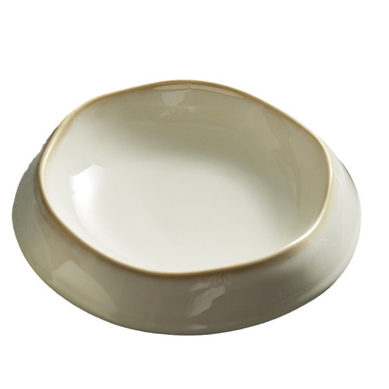Deep Rounded Cream Crater Plate