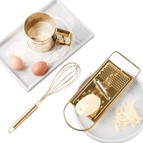 Golden Whisk, Flour Cup and Grater Cake Set