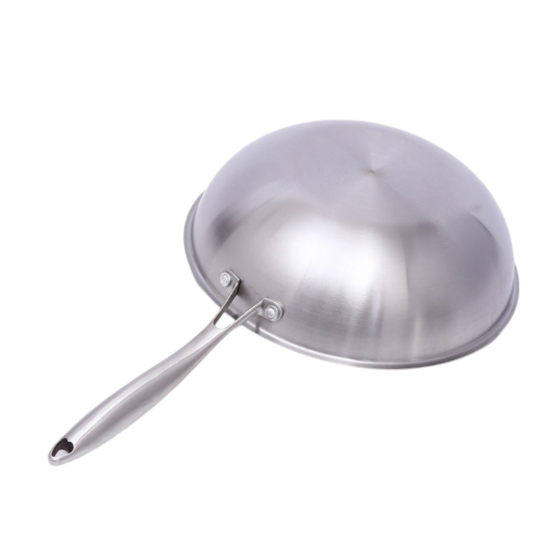 Sartén para saltear de acero inoxidable con forma de wok y tapa