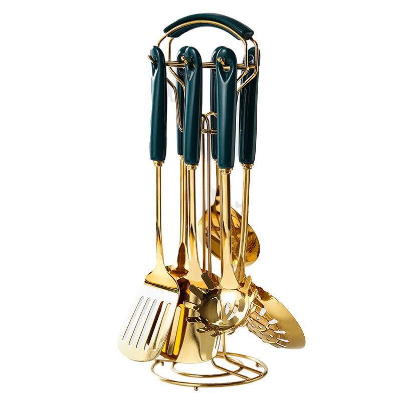 Silicone Gripped Golden Kitchen Set