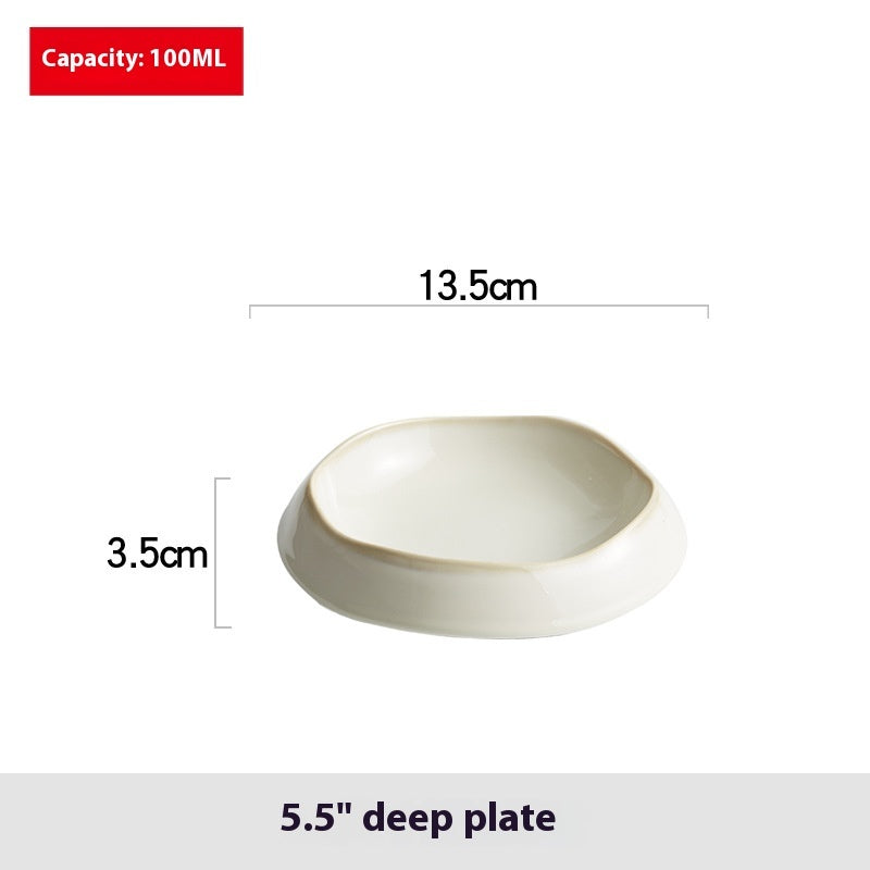 Deep Rounded Cream Crater Plate