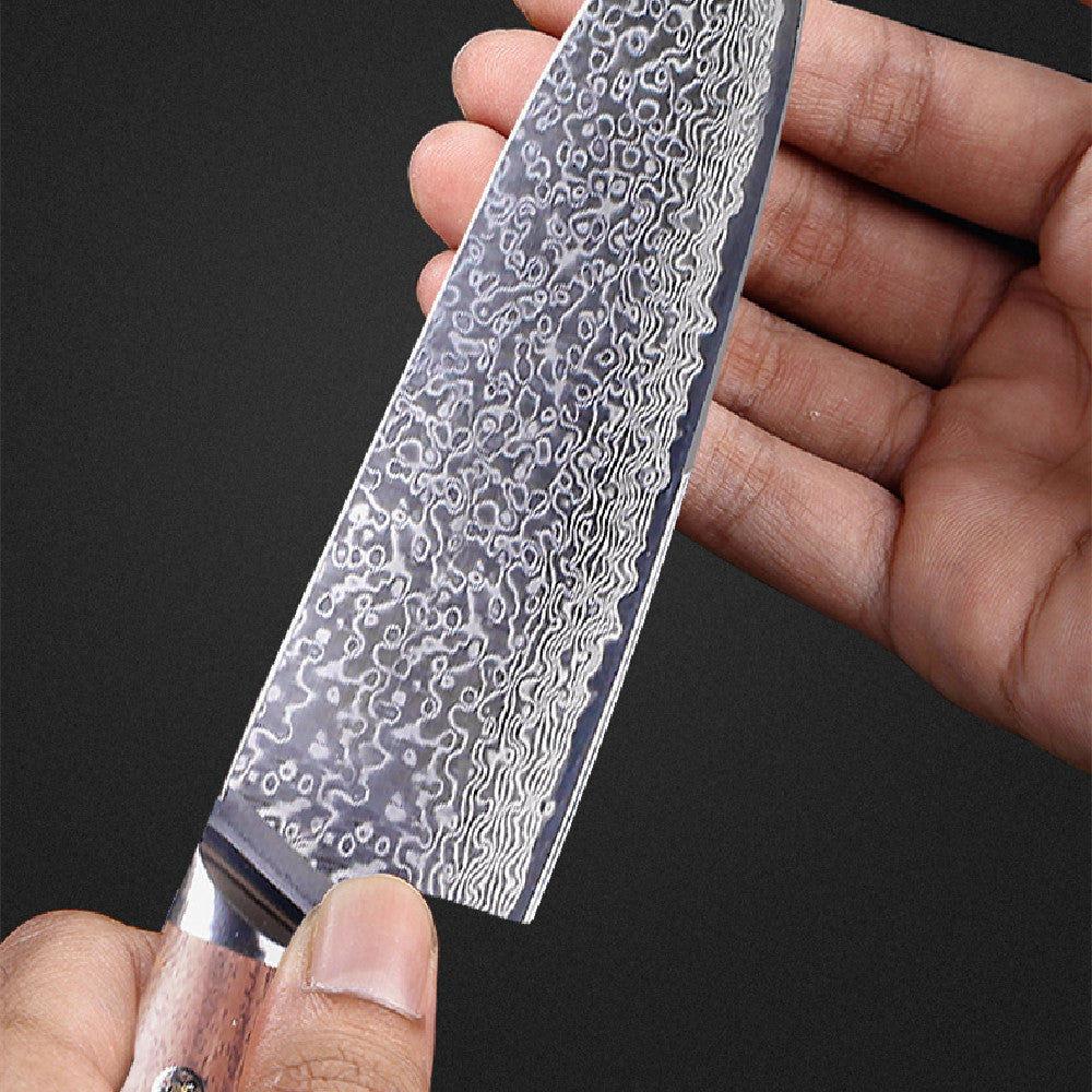 Curved Grip Damascus Steel Chefs Knife