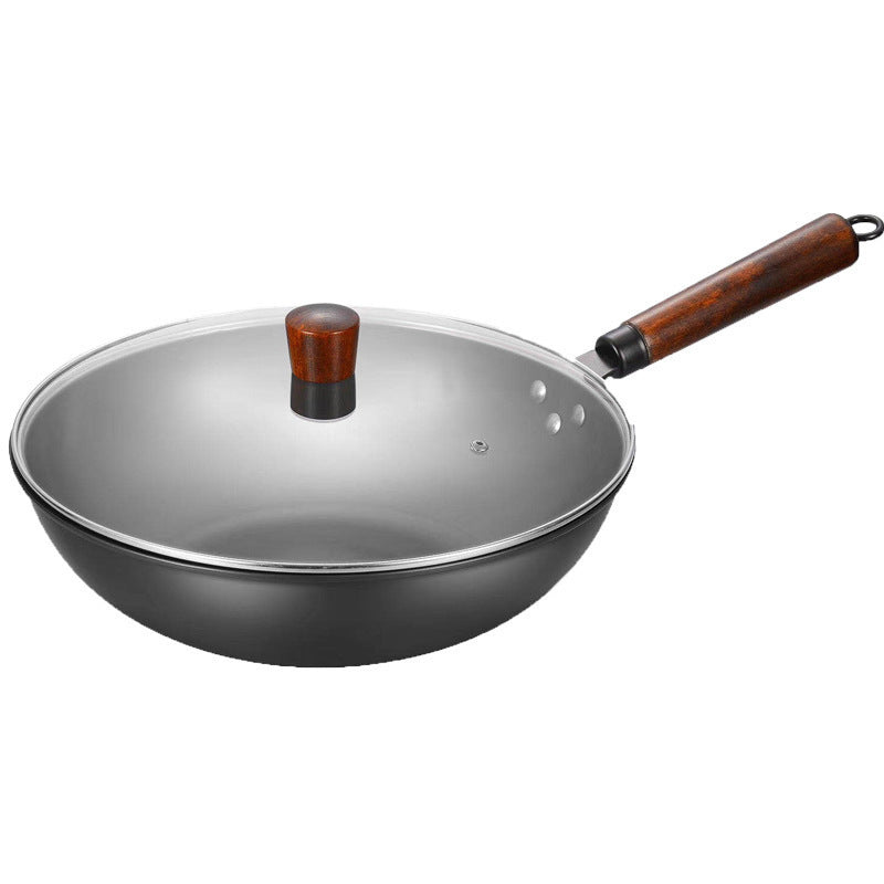 Zhangqiu Iron Non-Stick Wok with Glass Cover