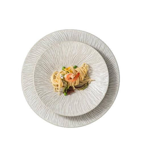 Grande assiette plate en céramique à motif d'écorce