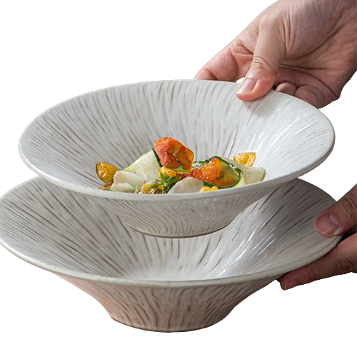Medium Bark Pattern Ceramic Dinner Hat Bowl