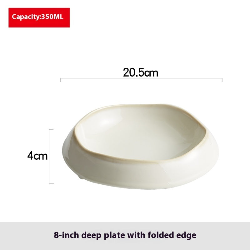 Deep Rounded Cream Crater Plate