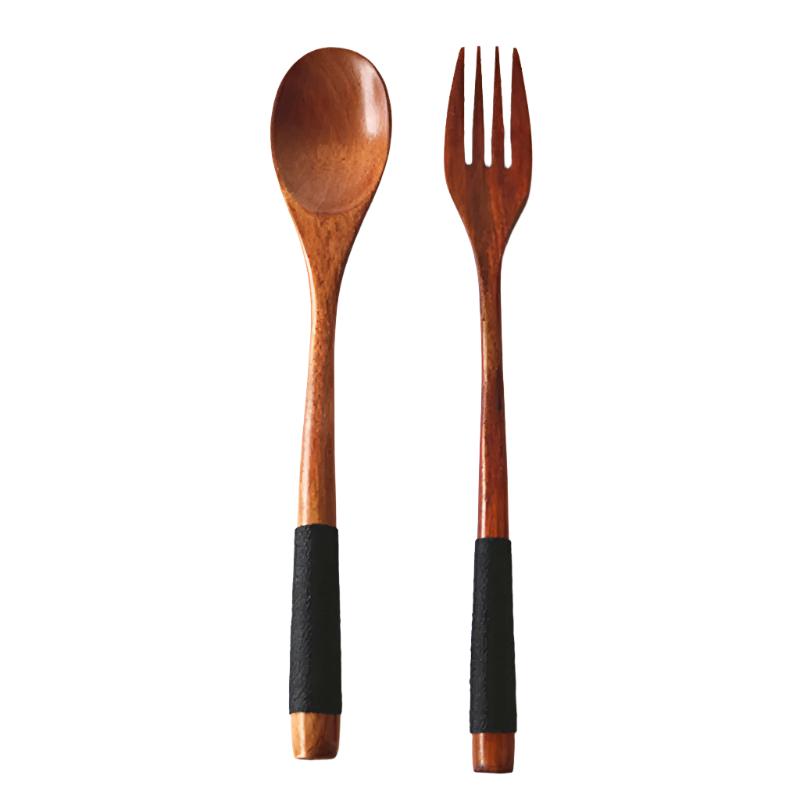 Japanese Bamboo Black Spoon & Fork Set