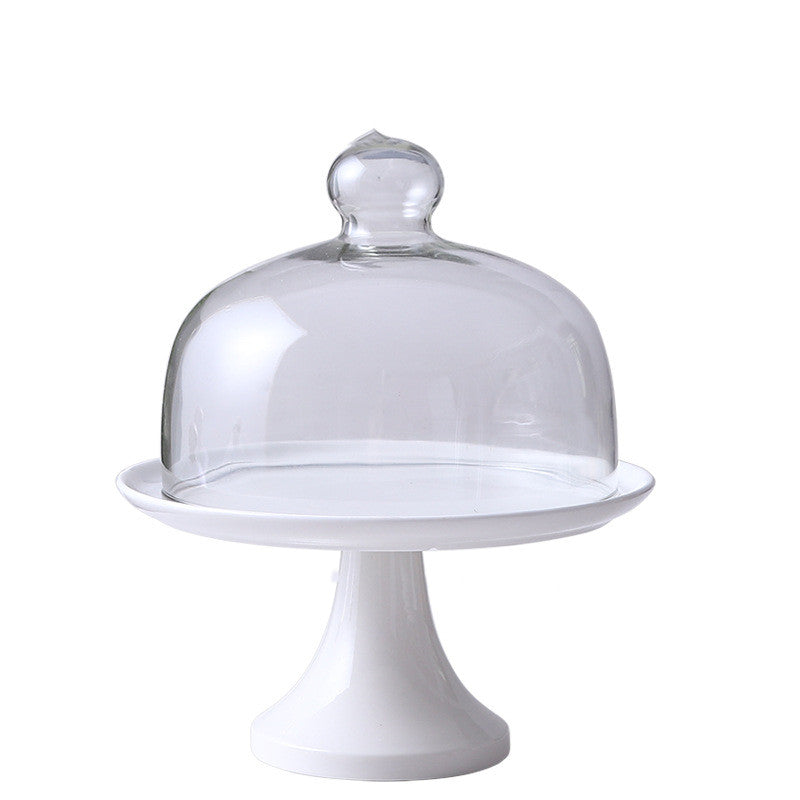 Grand podium à gâteau avec couvercle en verre