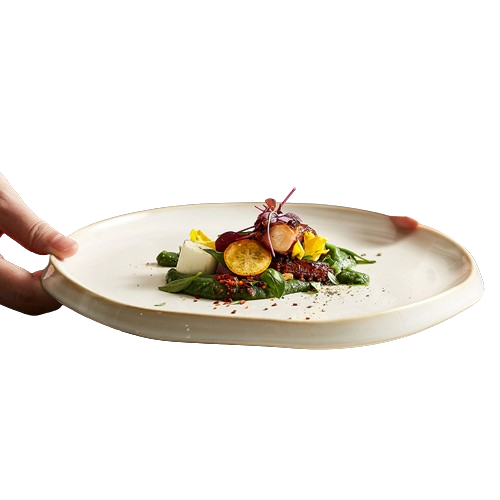 Assiette en porcelaine couleur crème