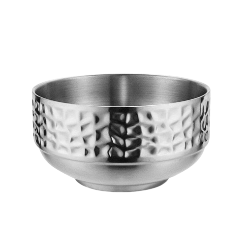Textured Silver Stainless Steel Serving Bowl