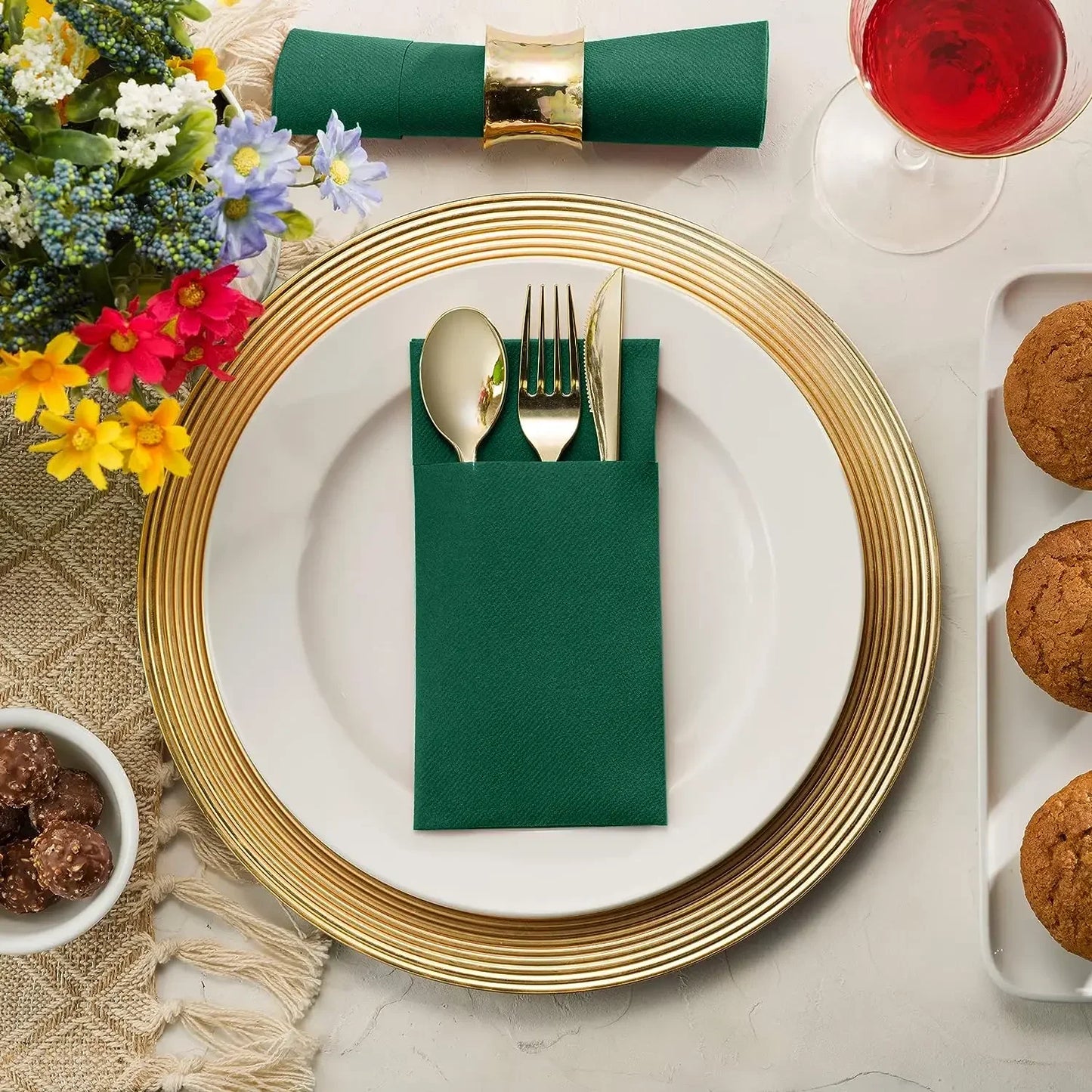 50 servilletas de lino desechables