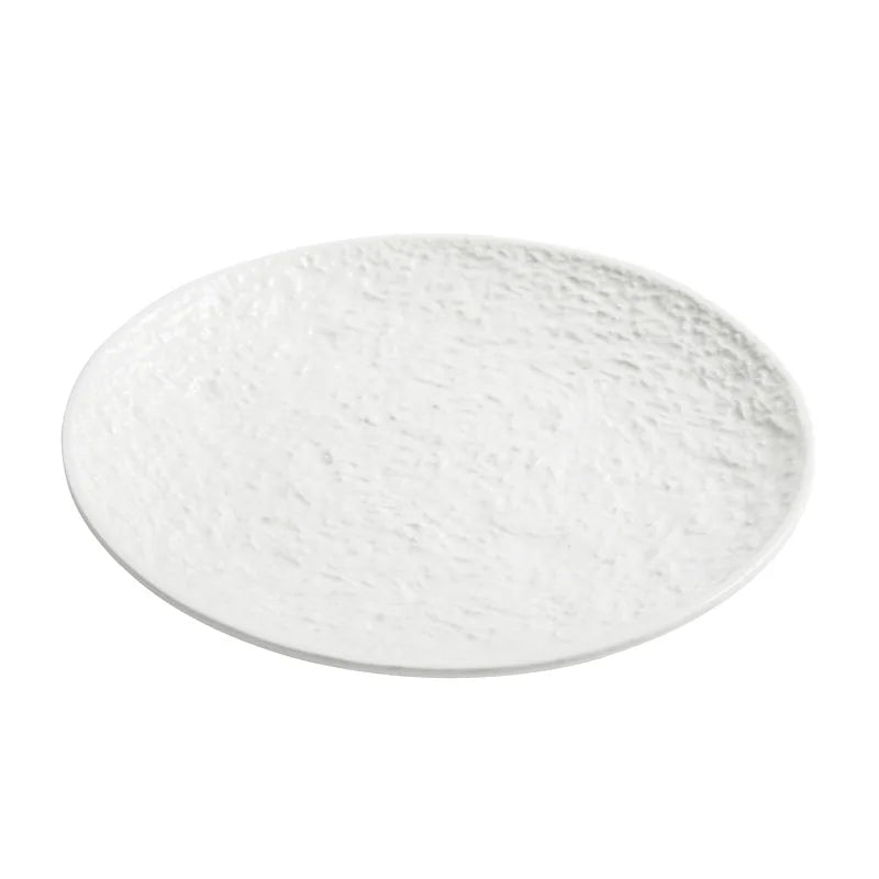 Rough Stone French White Ceramic Plate