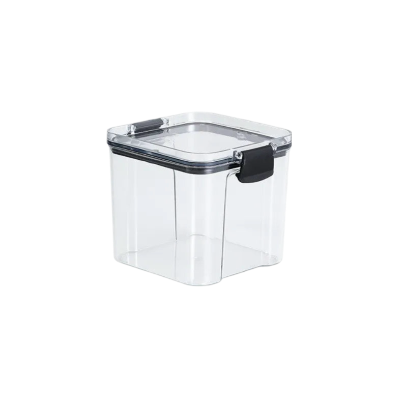 Pequeño recipiente de plástico para alimentos con clip
