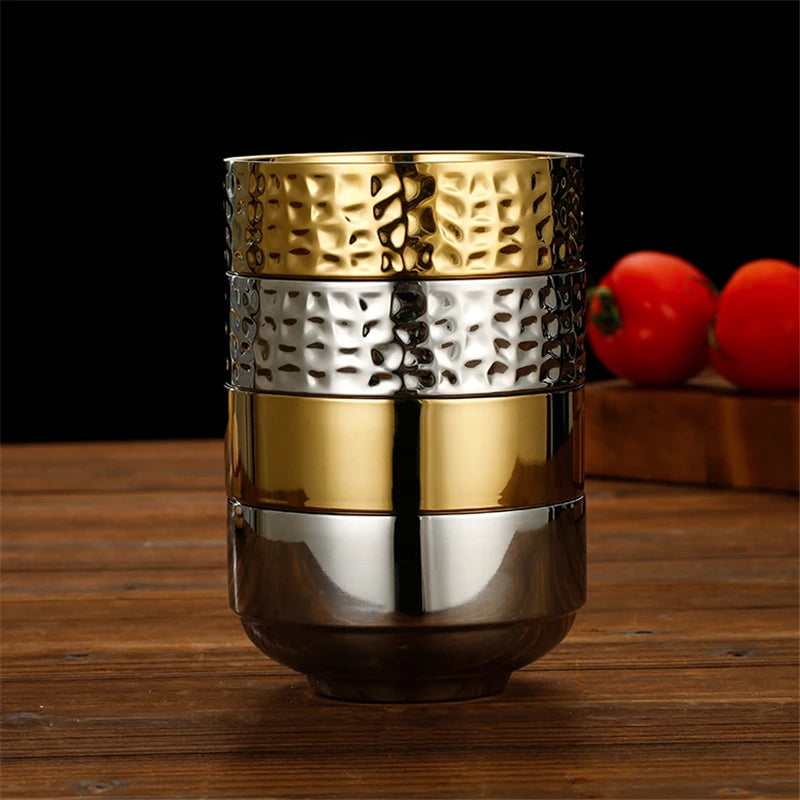 Textured Silver Stainless Steel Serving Bowl