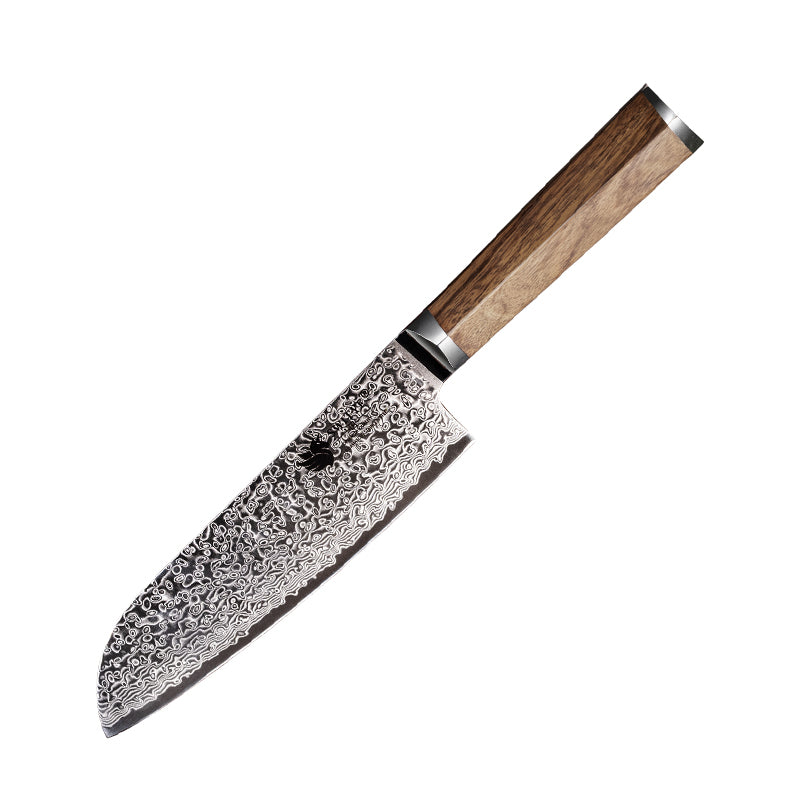 Couteau Santoku ondulé en acier damas