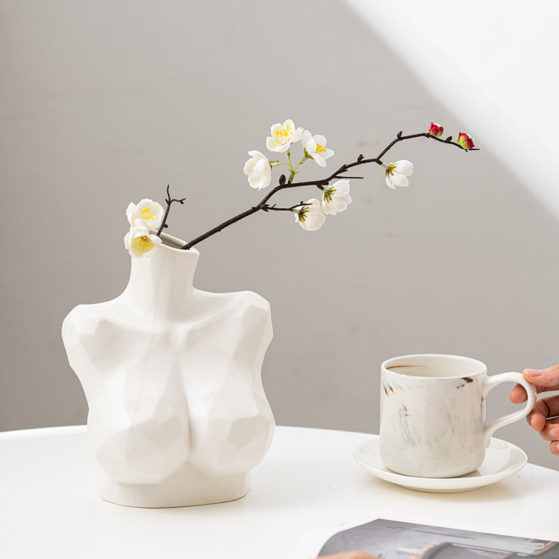 All White Half Body Vase