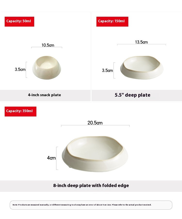 Deep Rounded Cream Crater Plate