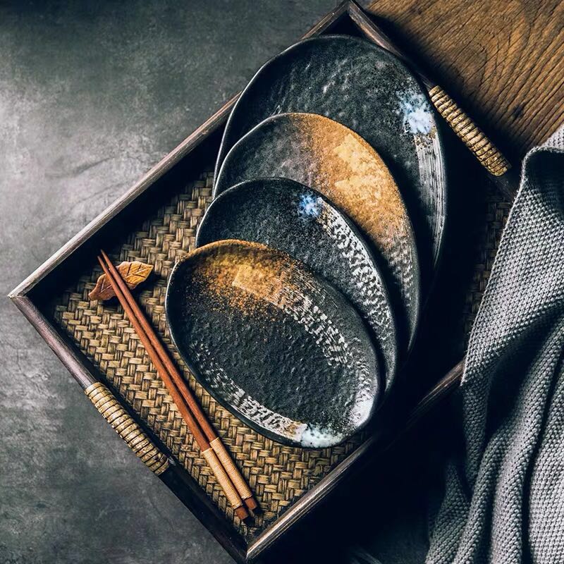 Japanese Ceramic Oval Jiyun Plate