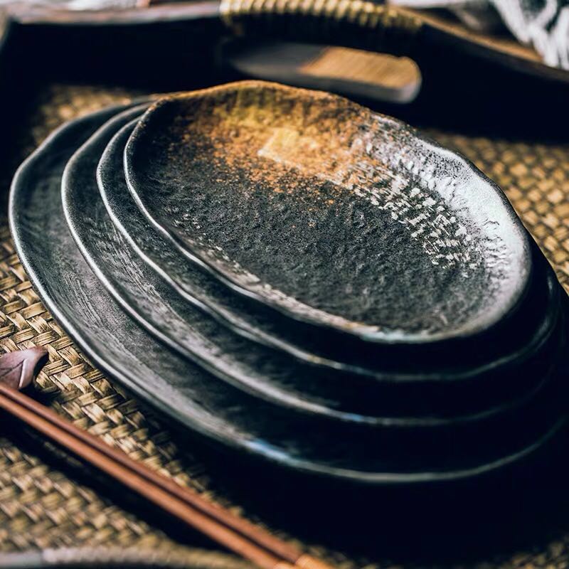 Japanese Ceramic Oval Jiyun Plate