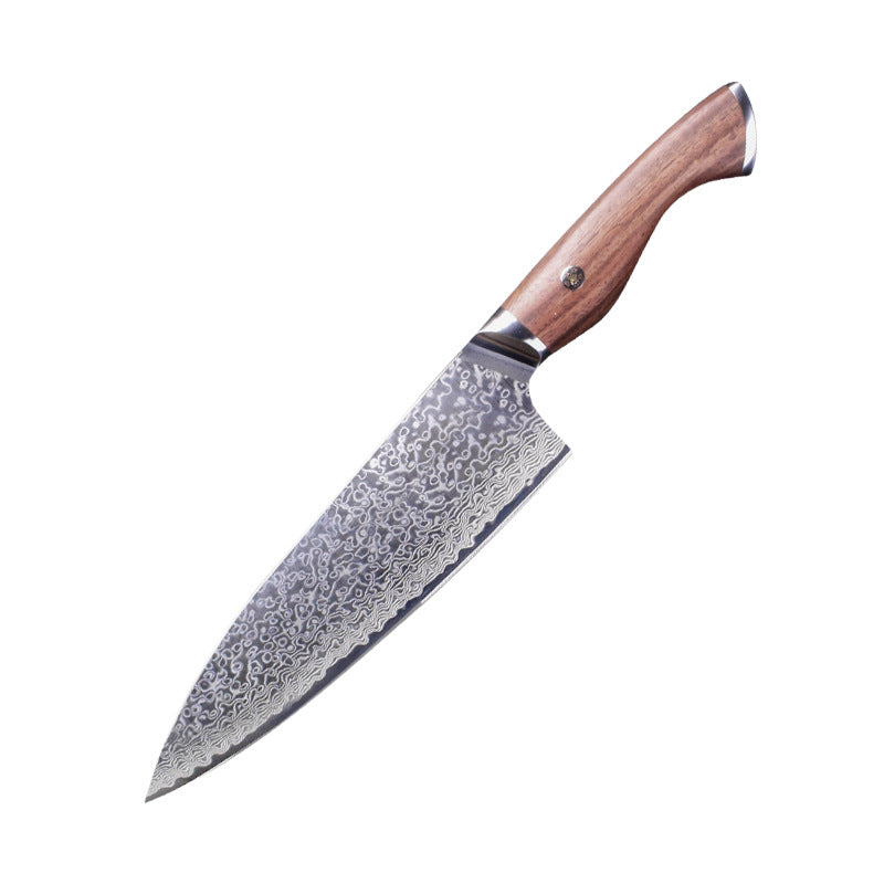 Curved Grip Damascus Steel Chefs Knife