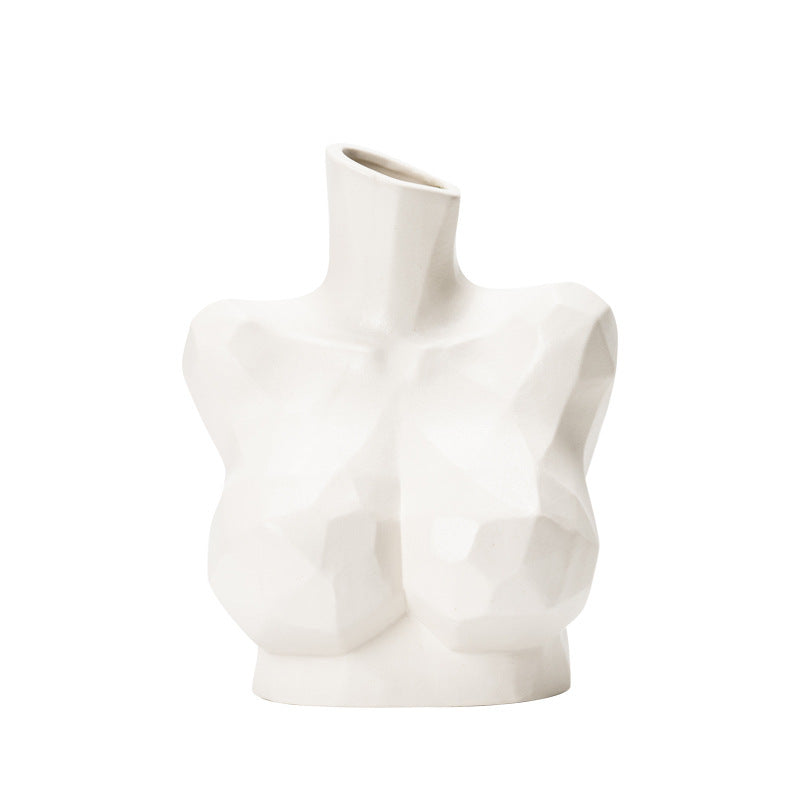 All White Half Body Vase