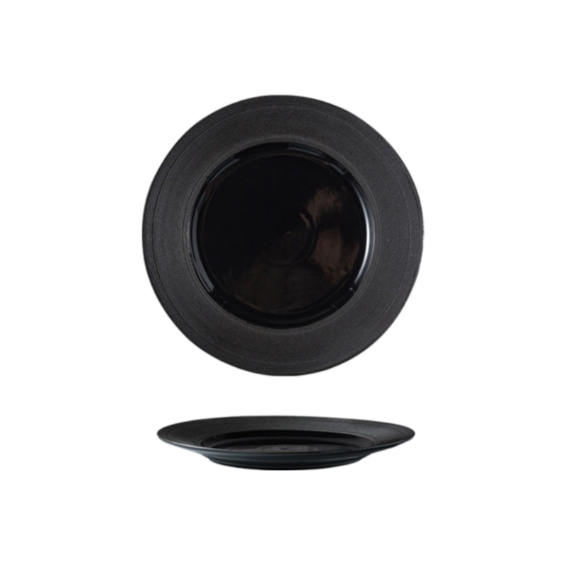 Shallow Black Dinner Plate