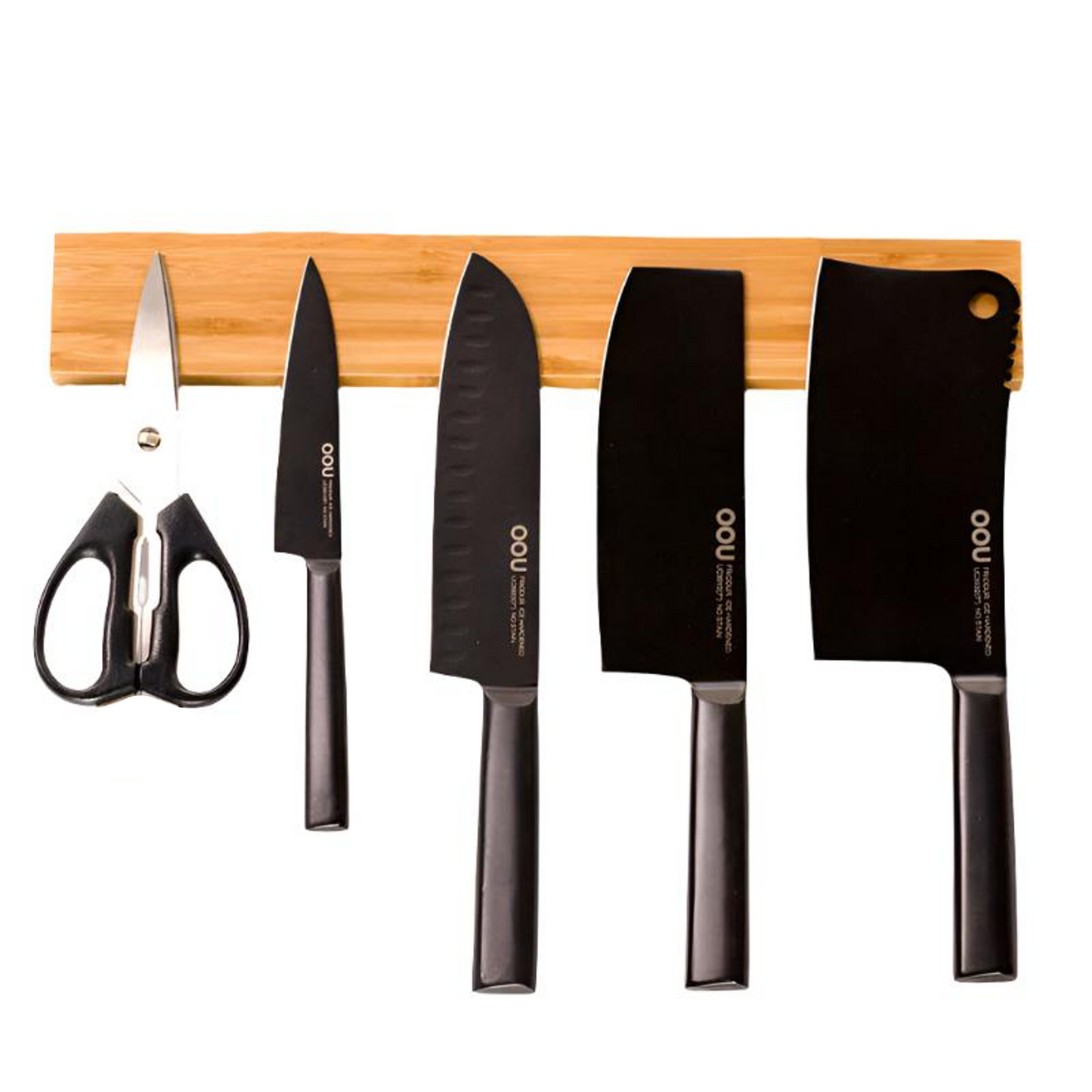 Support de rangement magnétique pour couteaux en bambou