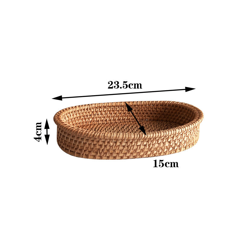 Household Small Steamed Buns Snack Rattan Handmade Bread Basket
