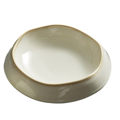 Deep Rounded Cream Crater Plate