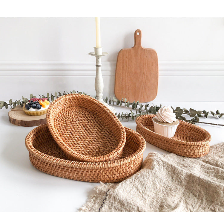 Household Small Steamed Buns Snack Rattan Handmade Bread Basket