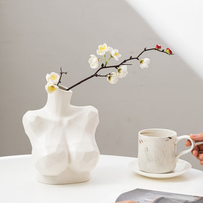 All White Half Body Vase