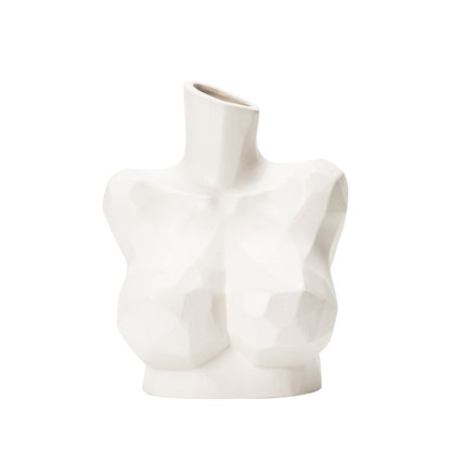 All White Half Body Vase